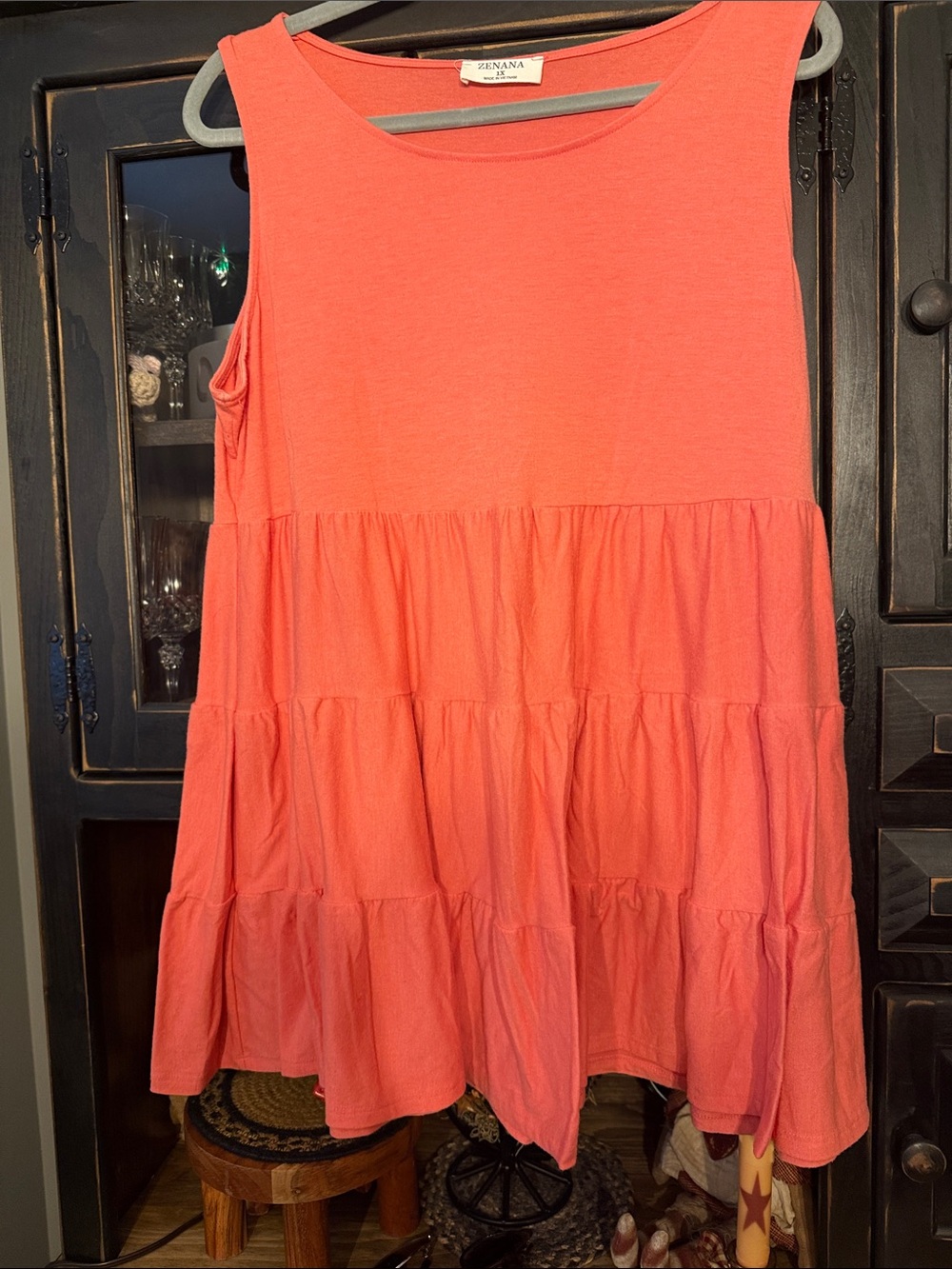 Zenana Outfitters Coral Tiered A-Line Tank